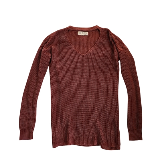 Pink‎ Rose Knit Sweater w/ Collar Cutout - Women's Small - Picture 1 of 5